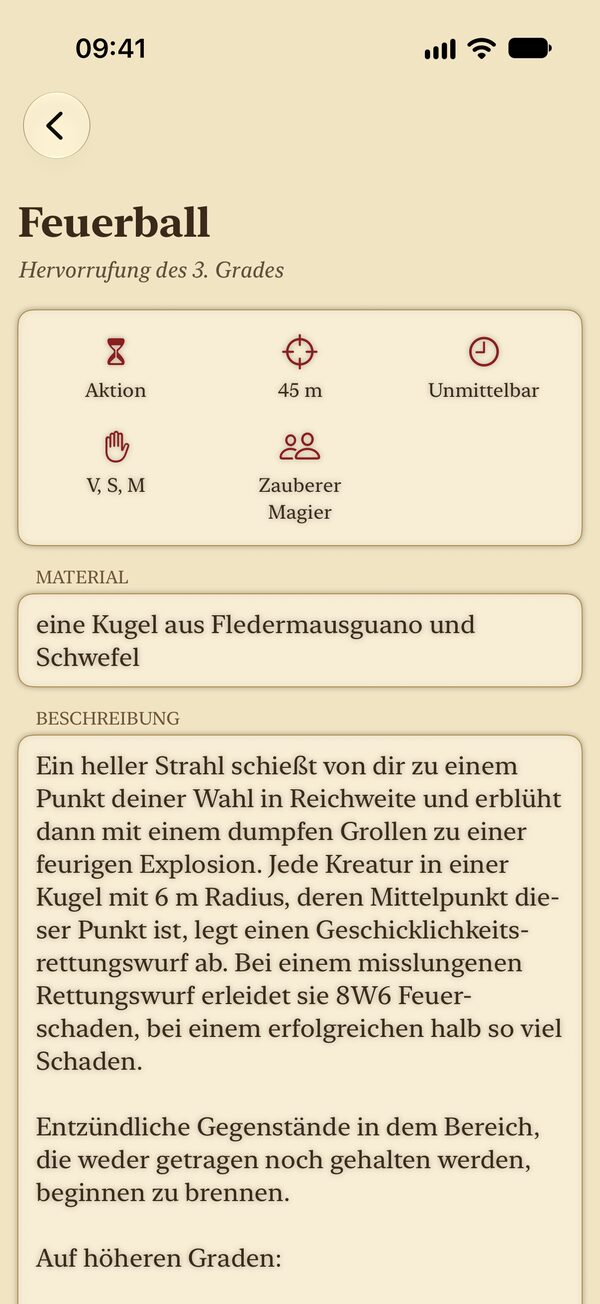 Zauberkarte Feuerball in Caster