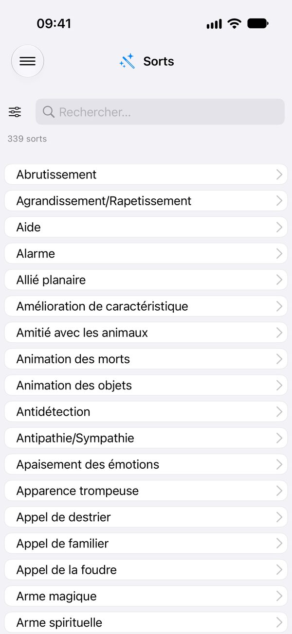 Liste des sorts de Caster